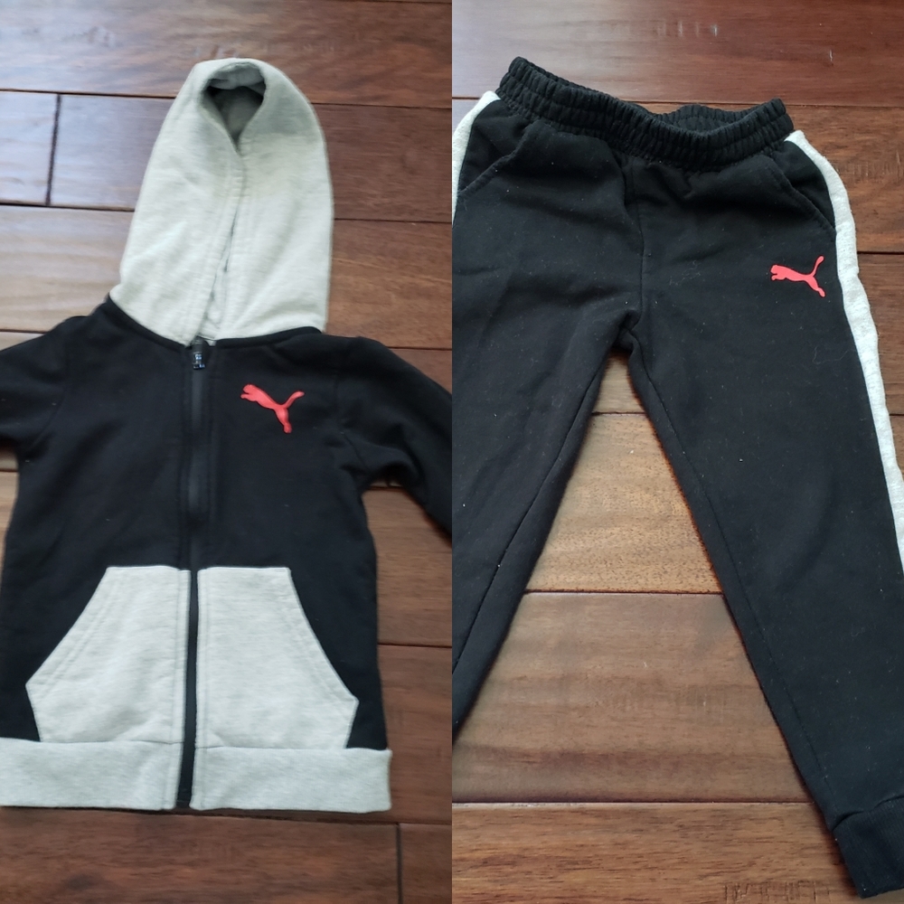 Boys Gray Black & Red Puma Set